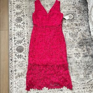 NSR Vibrant Pink Floral Midi Dress